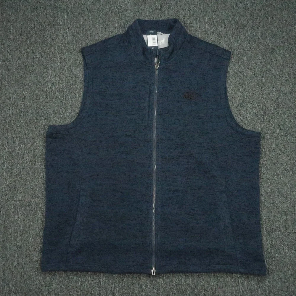 Johnnie O Vest Men Extra Large Navy Blue Denali Full Zip‎ Pockets Fleece NWT